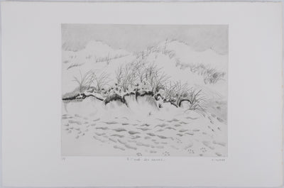 Camille COMBE : A l'orée des dunes, Gravure originale signée