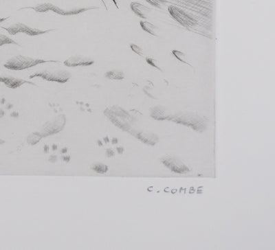 Camille COMBE : A l'orée des dunes, Gravure originale signée