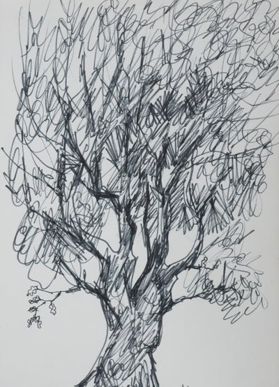 Jean LAMORLETTE : La noirceur de l'arbre, Dessin original signé