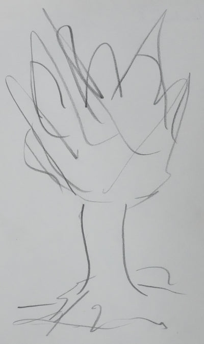 LAUTERBACH : Arbre en gris, Autographe et dessin original