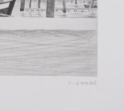 Camille COMBE : Le port des bouées, Gravure originale signée