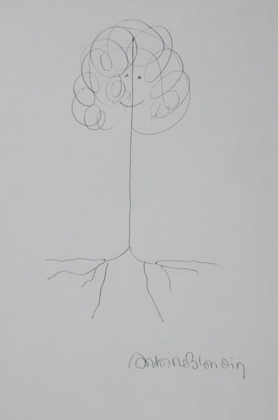 Antoine BLONDIN : L'arbre souriant, Autographe et dessin original signé