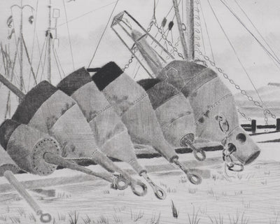 Camille COMBE : Le port des bouées, Gravure originale signée