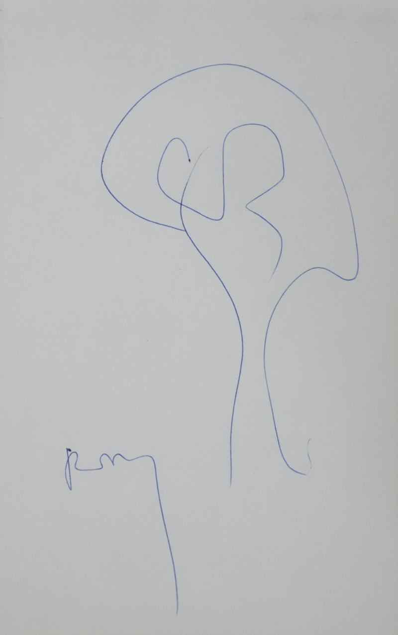 Roger BORDAZ : Silhouette végétale, Autographe et dessin original signé