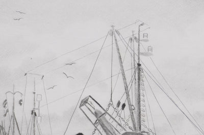 Camille COMBE : Le port des bouées, Gravure originale signée