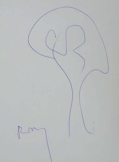 Roger BORDAZ : Silhouette végétale, Autographe et dessin original signé