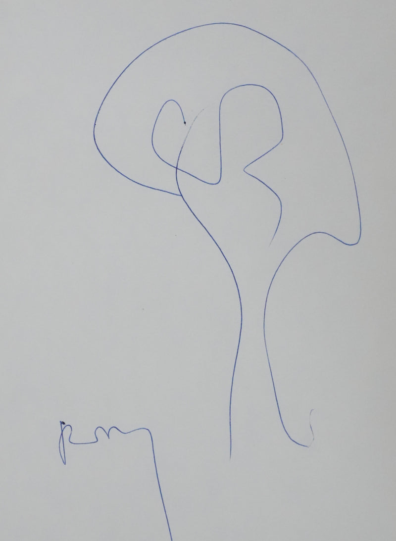 Roger BORDAZ : Silhouette végétale, Autographe et dessin original signé