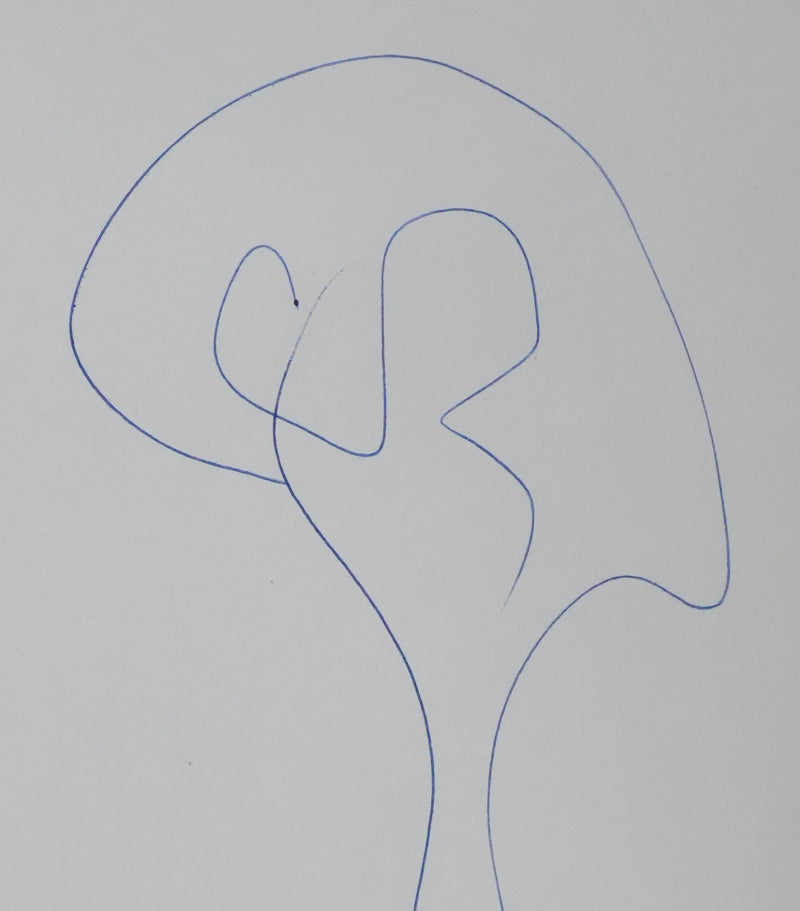 Roger BORDAZ : Silhouette végétale, Autographe et dessin original signé