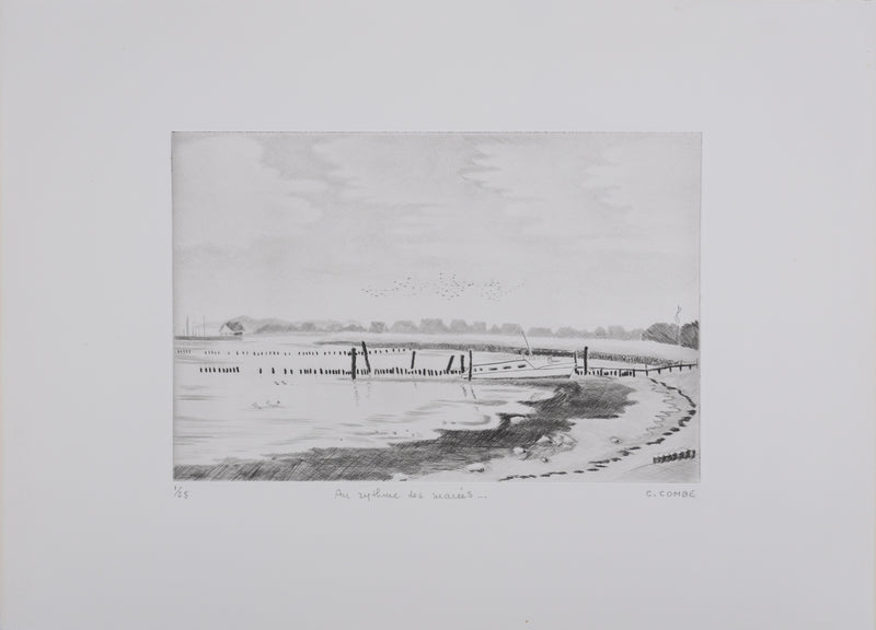Camille COMBE : Au rythme des marées, Gravure originale signée