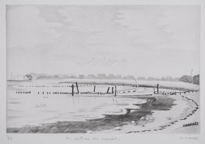 Camille COMBE : Au rythme des marées, Gravure originale signée