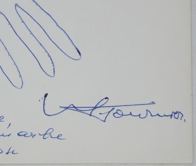 Michel TOURNIER : L'arbre au petit oiseau, Autographe et dessin original signé