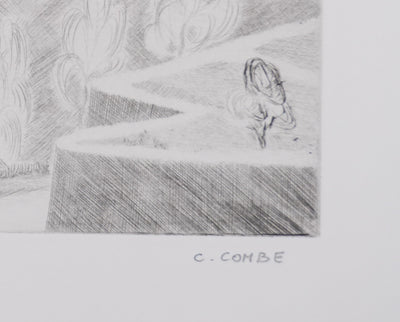 Camille COMBE : Des hauteurs de Patmos, Gravure originale signée
