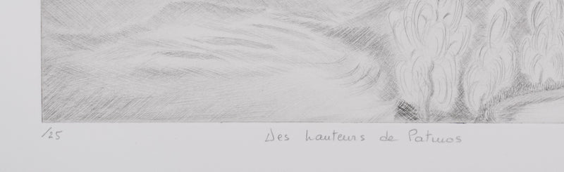 Camille COMBE : Des hauteurs de Patmos, Gravure originale signée
