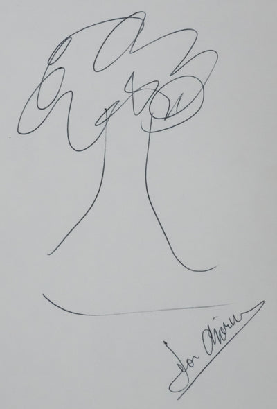 Jean CHEVRIER : Esquisse d'arbre, Autographe et dessin original signé