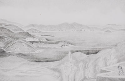 Camille COMBE : Des hauteurs de Patmos, Gravure originale signée