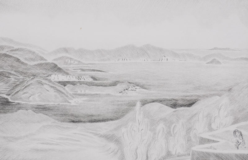 Camille COMBE : Des hauteurs de Patmos, Gravure originale signée