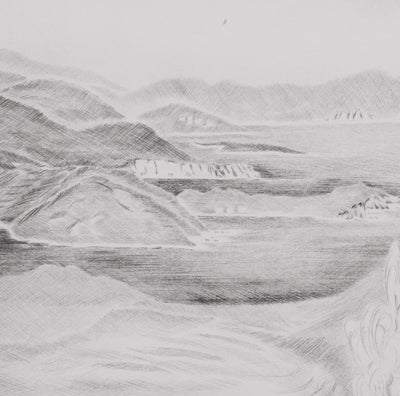 Camille COMBE : Des hauteurs de Patmos, Gravure originale signée