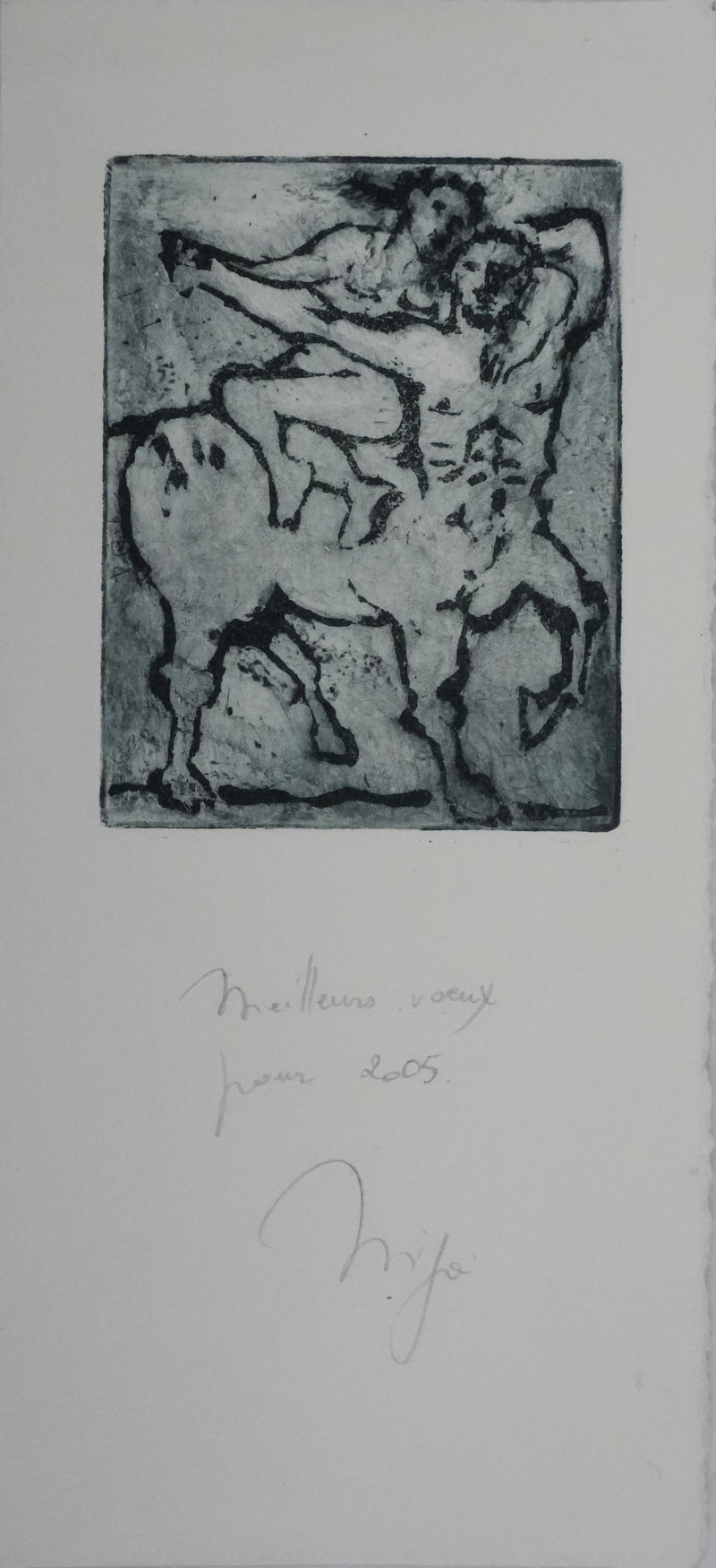 Mija ALLOUCHES : Le centaure, Gravure originale signée