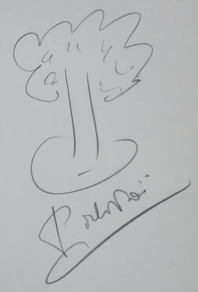 Pierre DELANOE : L'arbre gris, Autographe et dessin original signé