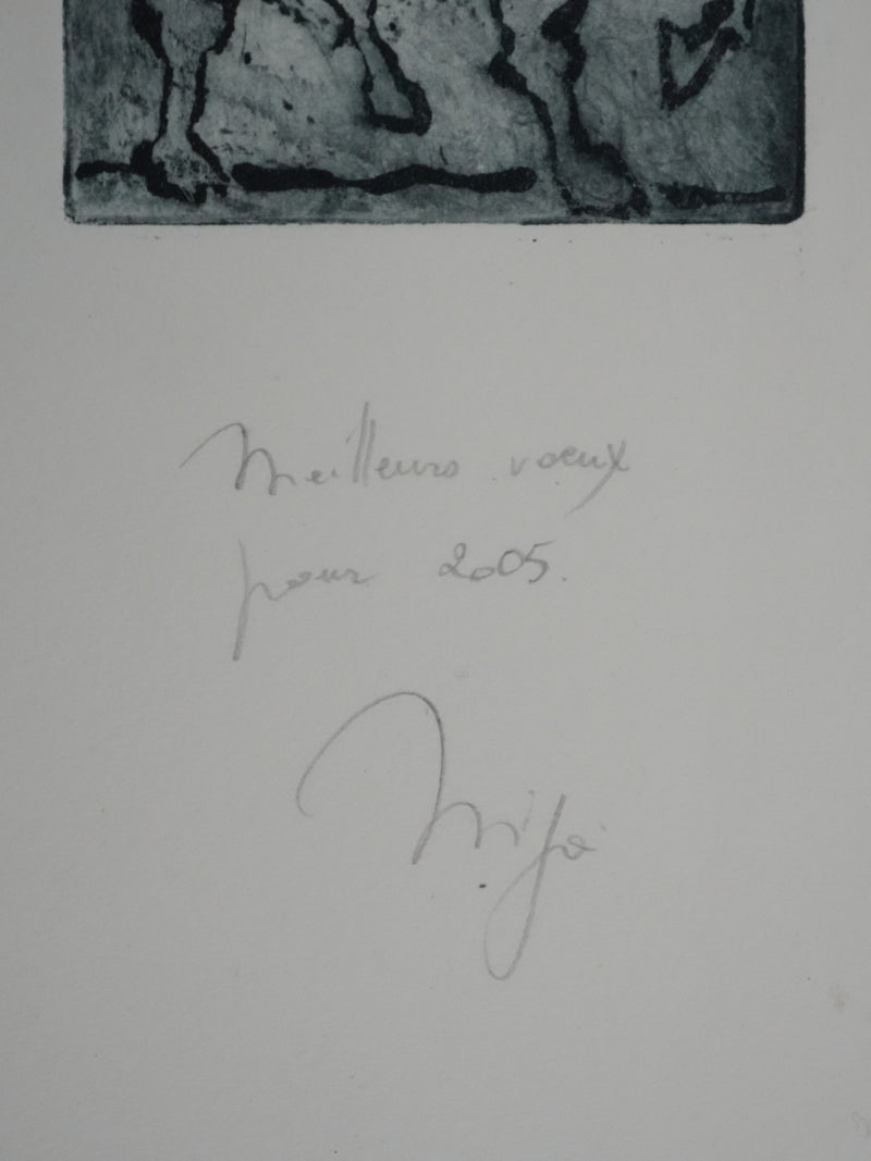 Mija ALLOUCHES : Le centaure, Gravure originale signée