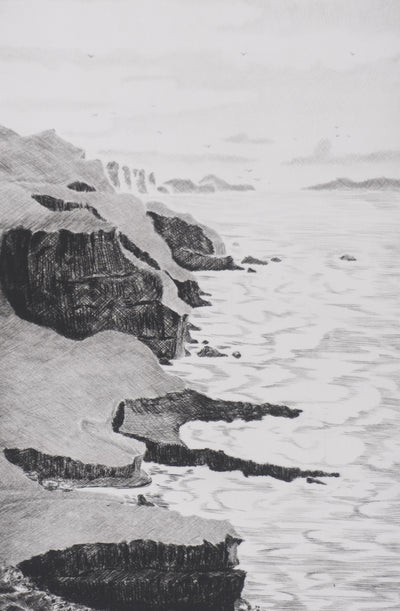 Camille COMBE : L'île de Mykines, Gravure originale signée