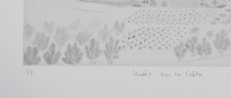 Camille COMBE : Ruées sur la Crète, Gravure originale signée