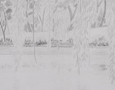 Camille COMBE : La brume argentée sur l'étang, Gravure originale signée