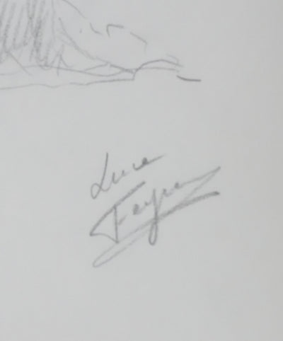 Luce FEYRER : Le grand arbre gris, Autographe et dessin original signé