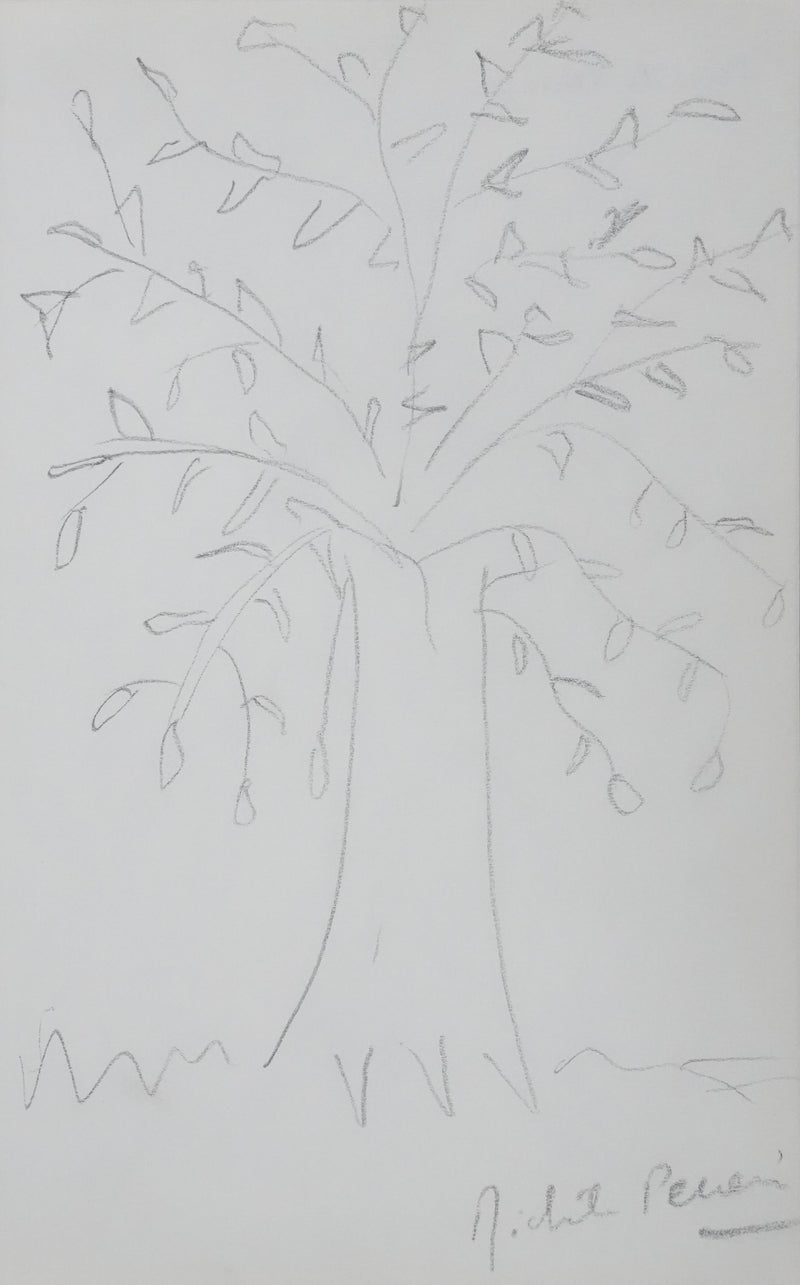 Michèle PERREIRA : Les feuilles grises, Autographe et dessin original signé