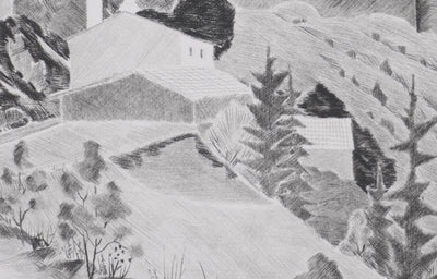 Camille COMBE : Le château de Rochemaure, Gravure originale signée
