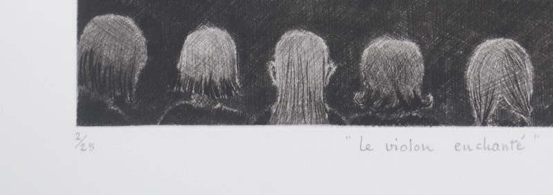 Camille COMBE : Le violon enchanté, Gravure originale signée