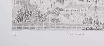 Camille COMBE : Rochemaure, Gravure originale signée
