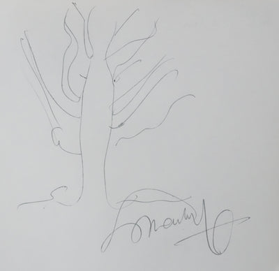 RP MARTIN : L'arbuste, Autographe et dessin original signé