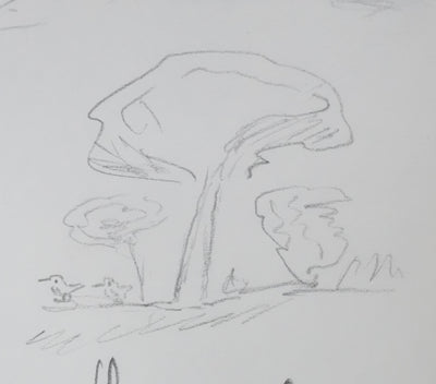 HETTIER DE BOISLAMBERT : Les oiseaux au pied de l'arbre, Autographe et dessin original signé