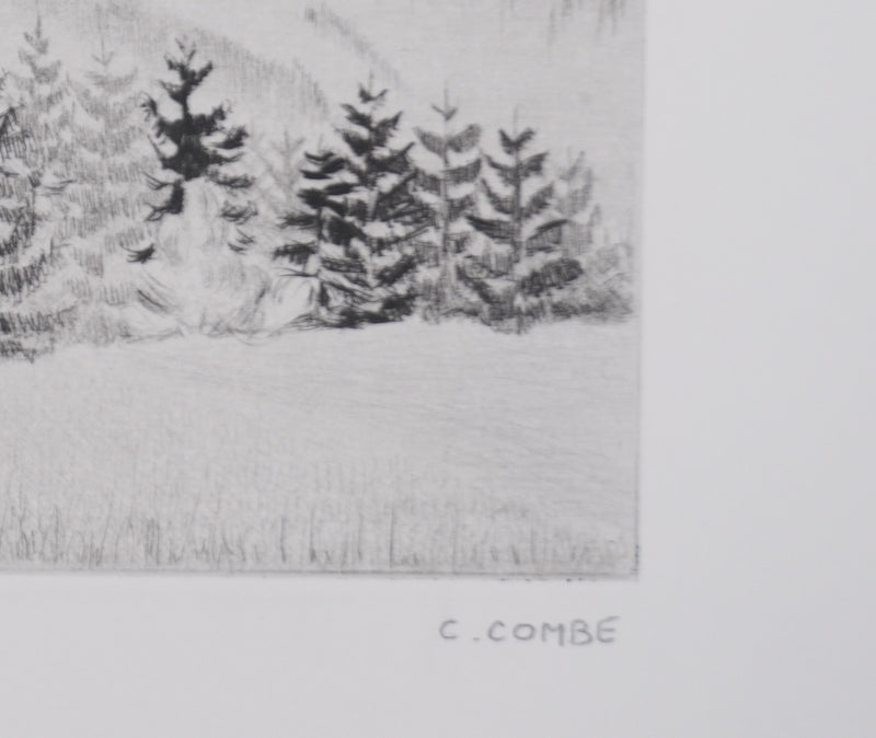 Camille COMBE : Les cloches lointaines, Gravure originale signée