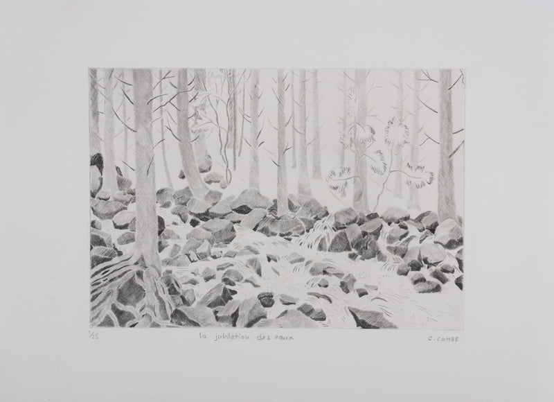 Camille COMBE : La jubilation des eaux, Gravure originale signée