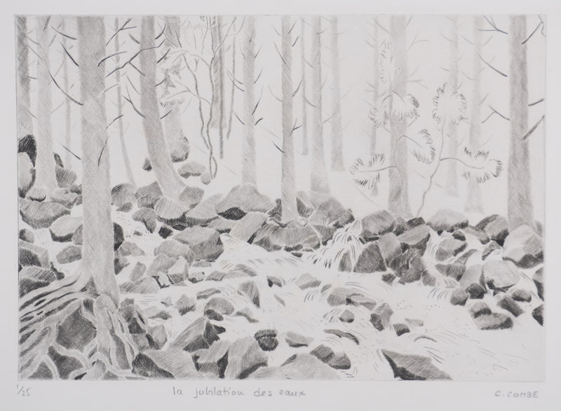 Camille COMBE : La jubilation des eaux, Gravure originale signée