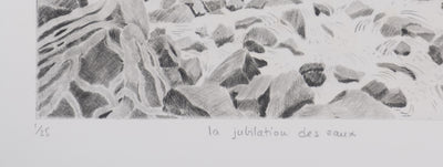 Camille COMBE : La jubilation des eaux, Gravure originale signée