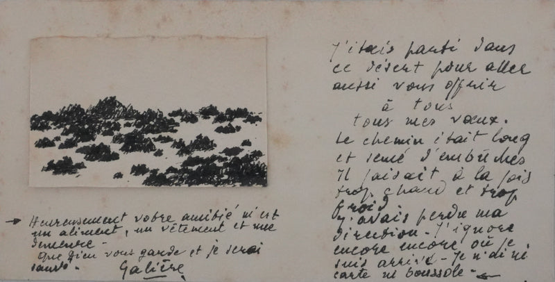 Victorien GALIERE : Paysage rocheux, Dessin original signé