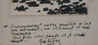 Victorien GALIERE : Paysage rocheux, Dessin original signé