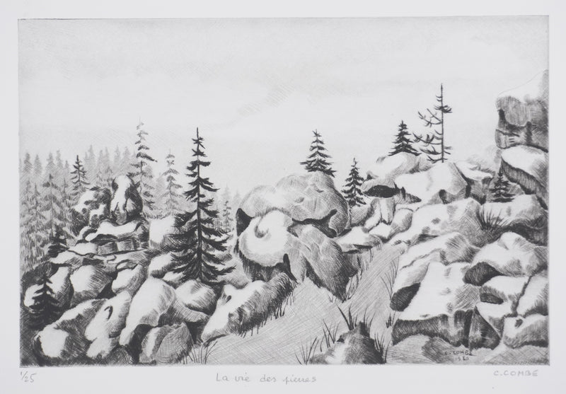 Camille COMBE : La vie des pierres, Gravure originale signée