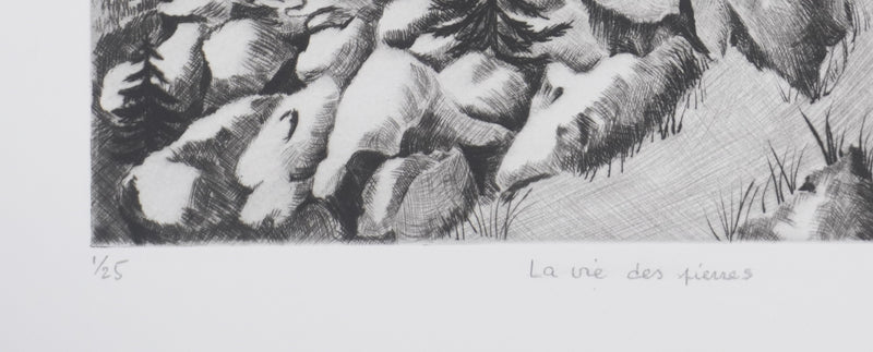 Camille COMBE : La vie des pierres, Gravure originale signée