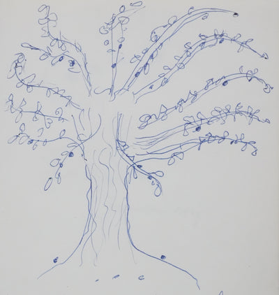 Jacqueline PAGNOL : Les feuilles sur les branches, Autographe et dessin original signé