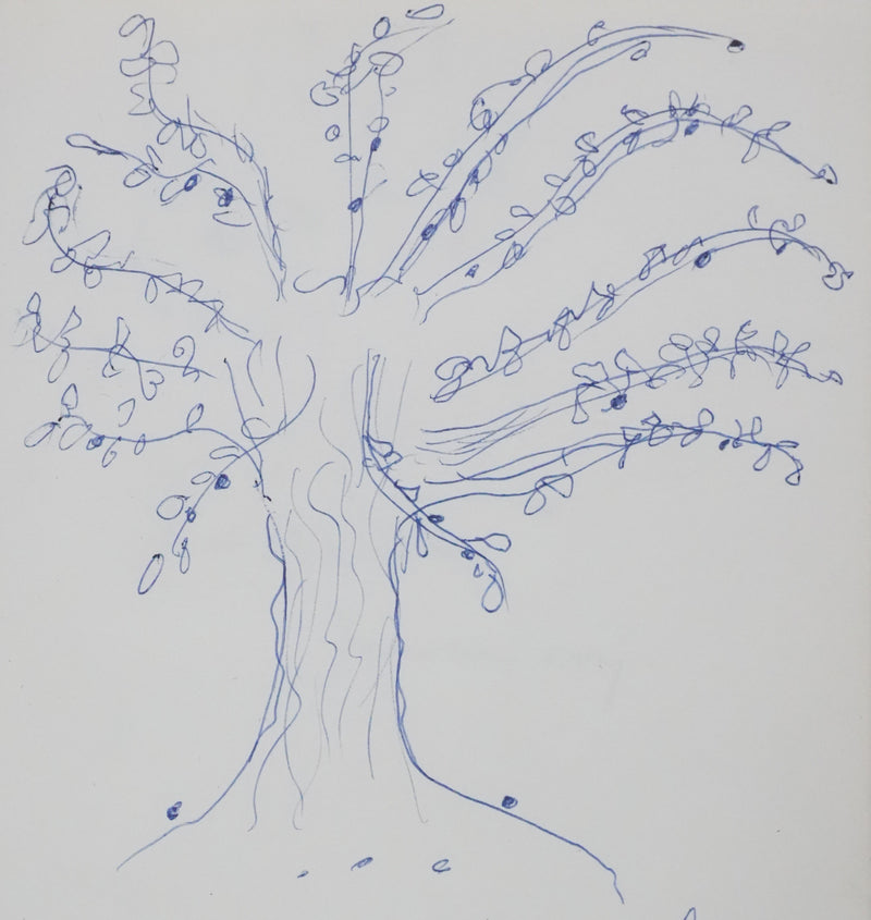 Jacqueline PAGNOL : Les feuilles sur les branches, Autographe et dessin original signé