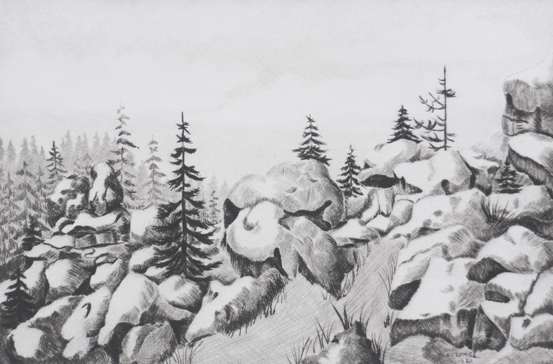 Camille COMBE : La vie des pierres, Gravure originale signée