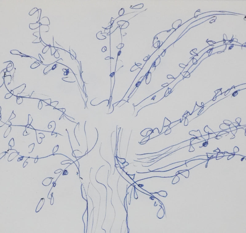 Jacqueline PAGNOL : Les feuilles sur les branches, Autographe et dessin original signé