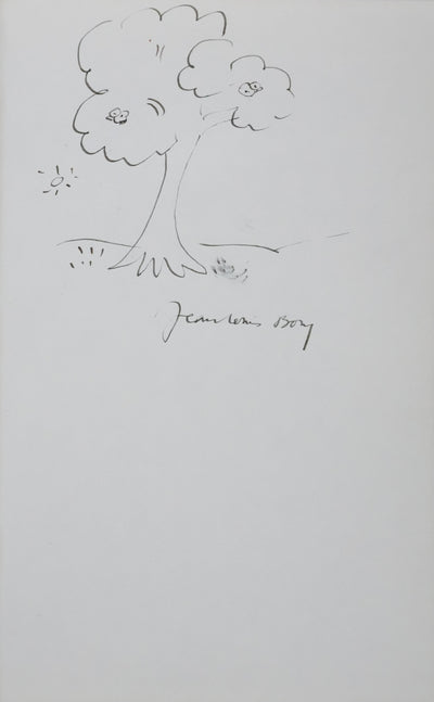 Jean-Louis BORY : Les fleurs dans les branches, Autographe et dessin original signé