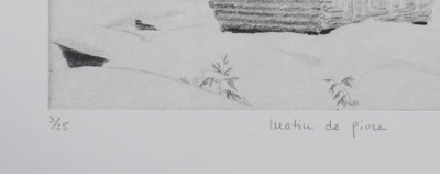 Camille COMBE : Matin de givre, Gravure originale signée