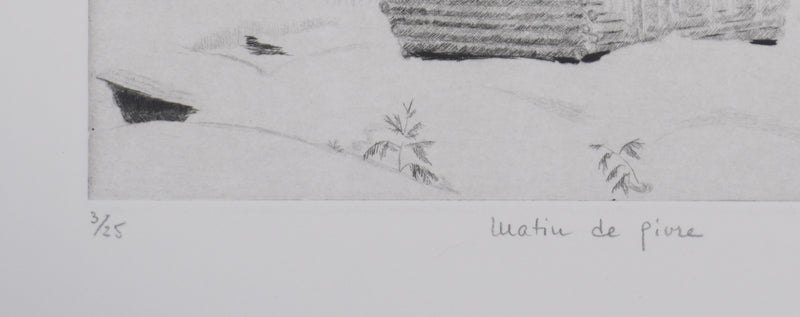 Camille COMBE : Matin de givre, Gravure originale signée