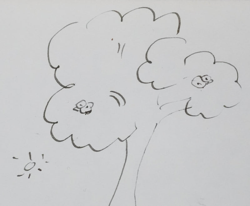 Jean-Louis BORY : Les fleurs dans les branches, Autographe et dessin original signé